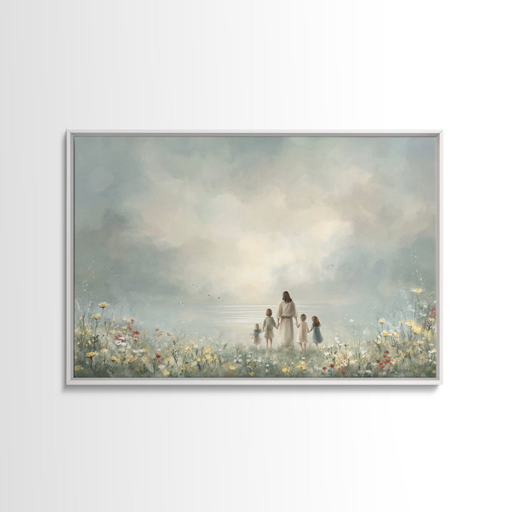 Heavenly Shepherd – Framed Canvas Print – Christian Wall Art – Jesus Painting – Christian Art Canvas – Christian Christmas Art