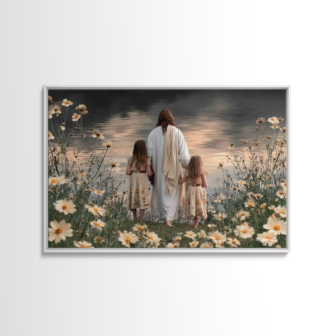 Silent Flock | Framed Canvas Print | Christian Decor For Home | Christian Art Print | Christmas Wall Art | Jesus Christmas Art