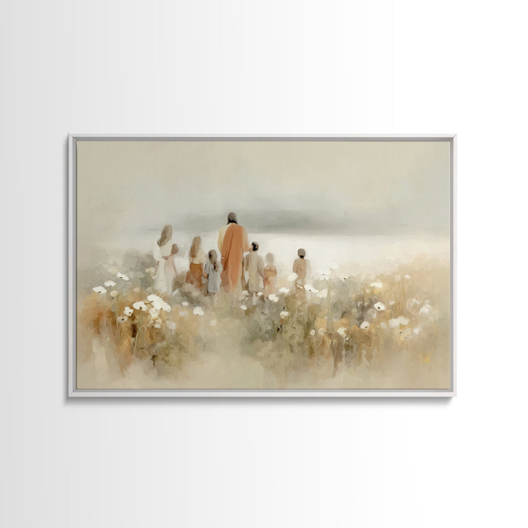 Frosted Journey | Framed Canvas Print | Christian Wall Art | Jesus Paintings | Christian Christmas Art | Modern Christian Painting
