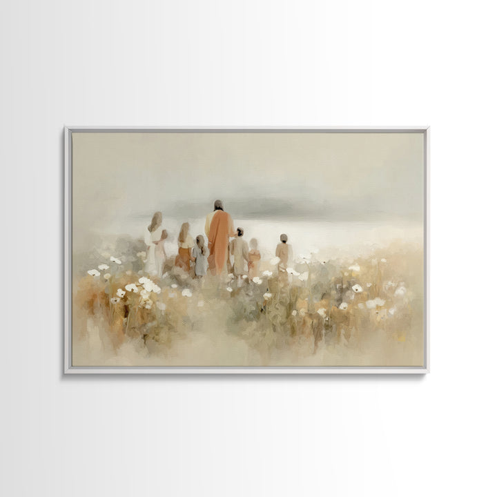 Frosted Journey | Framed Canvas Print | Christian Wall Art | Jesus Paintings | Christian Christmas Art | Modern Christian Painting
