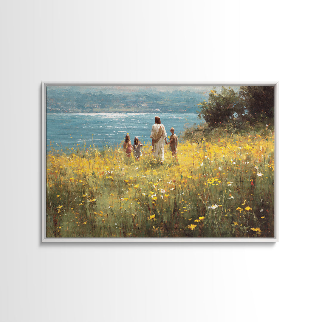 River Of Stillness, Framed Canvas Print, Christian Art Canvas, Jesus Wall Art, Subtle Christian Art, Christmas Art Framed