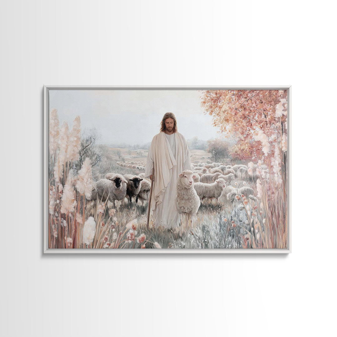 Morning Renewal, Framed Canvas Print, Christian Art Painting, Christmas Wall Art, Christian Art Print, Blue Christian Art