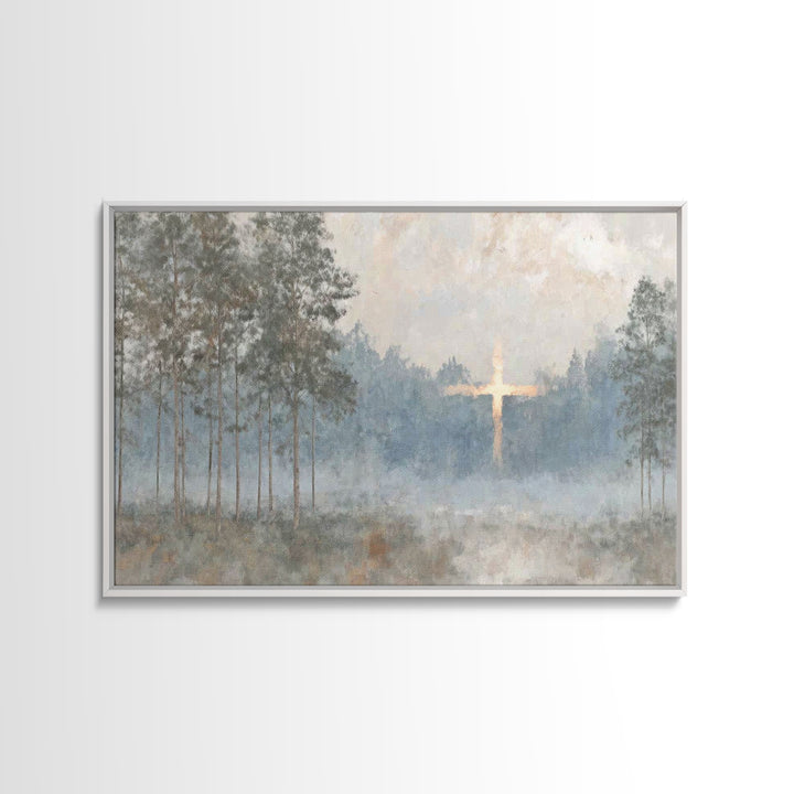 Woodland Peace – Framed Canvas Print – Jesus Painting – Christian Wall Art – Moody Christian Art – Christian Art Canvas – Large Christian P