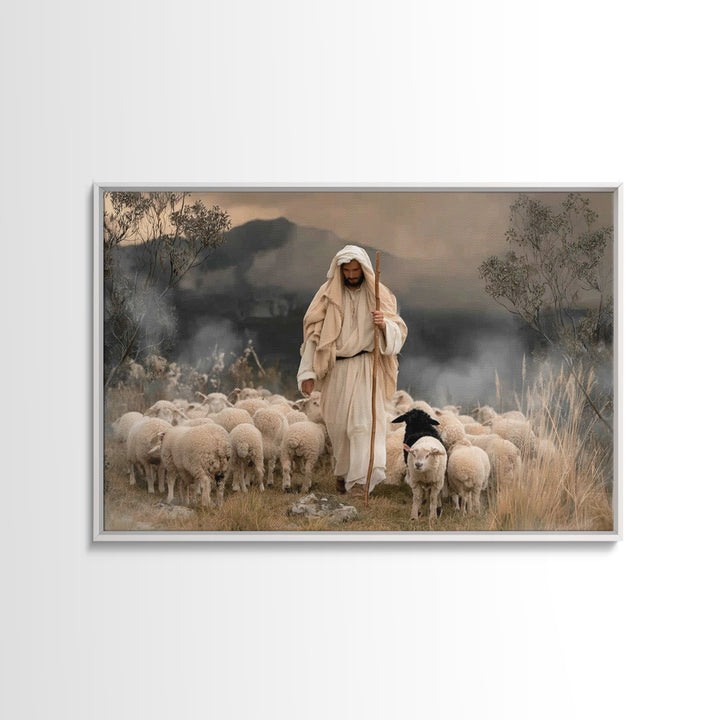 Light Of His Way – Framed Canvas Print – Jesus Painting – Christian Wall Art – Moody Christian Art – Christian Art Canvas – Christian Gift