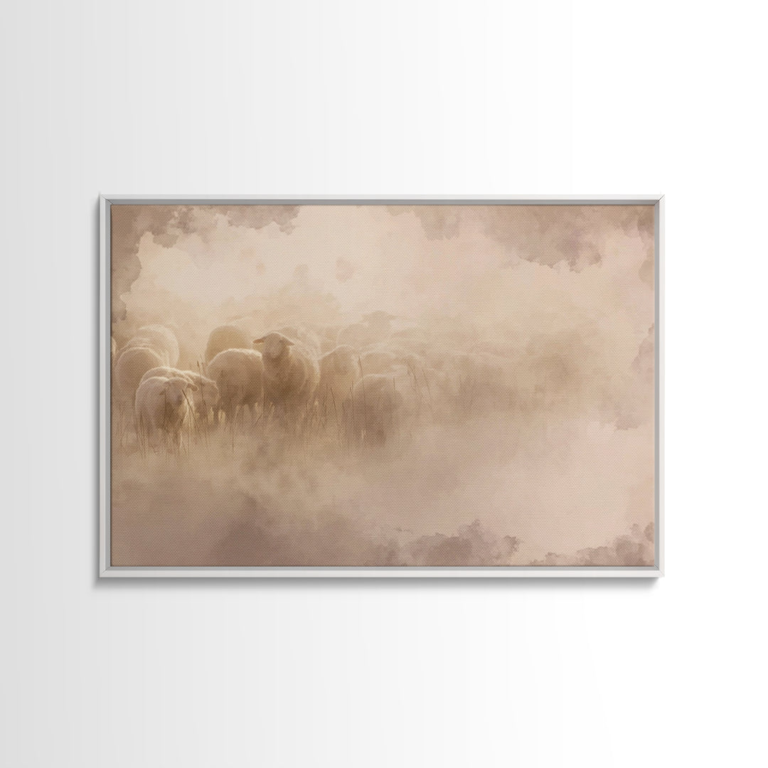 Silent Footsteps Calm | Framed Canvas Print | Christian Wall Art | Minimalist Christian Art | Christian Art Canvas | Christian Decor | Subt