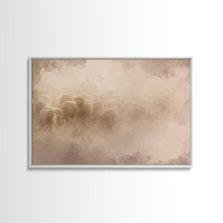 Silent Footsteps Calm | Framed Canvas Print | Christian Wall Art | Minimalist Christian Art | Christian Art Canvas | Christian Decor | Subt