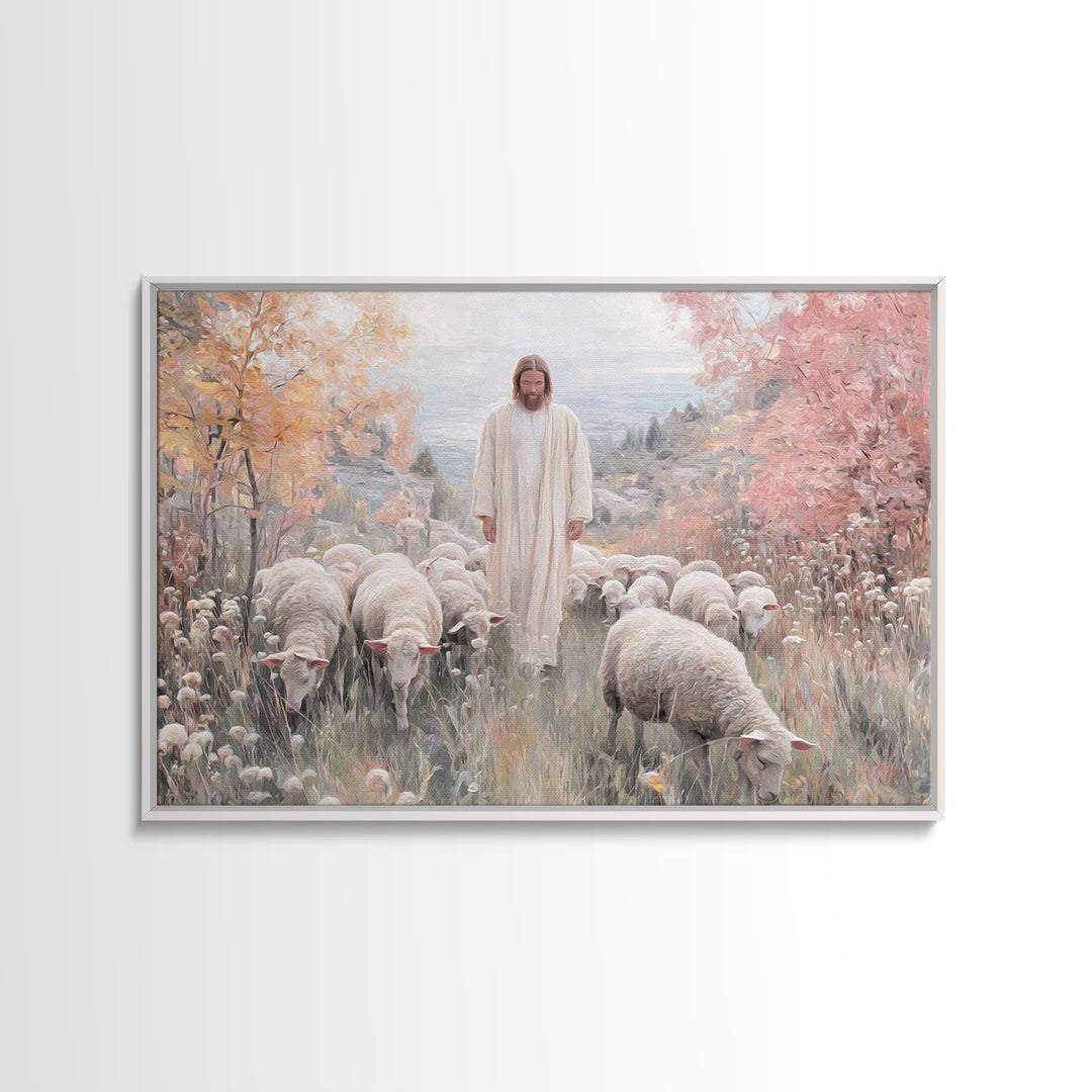 Autumn Grace Walk, Framed Canvas Print, Christian Art Canvas, Christian Wall Art, Jesus Painting, Christian Decoration, Christian Gift Idea