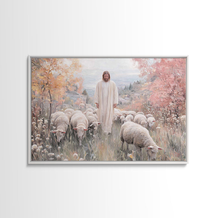 Autumn Grace Walk, Framed Canvas Print, Christian Art Canvas, Christian Wall Art, Jesus Painting, Christian Decoration, Christian Gift Idea