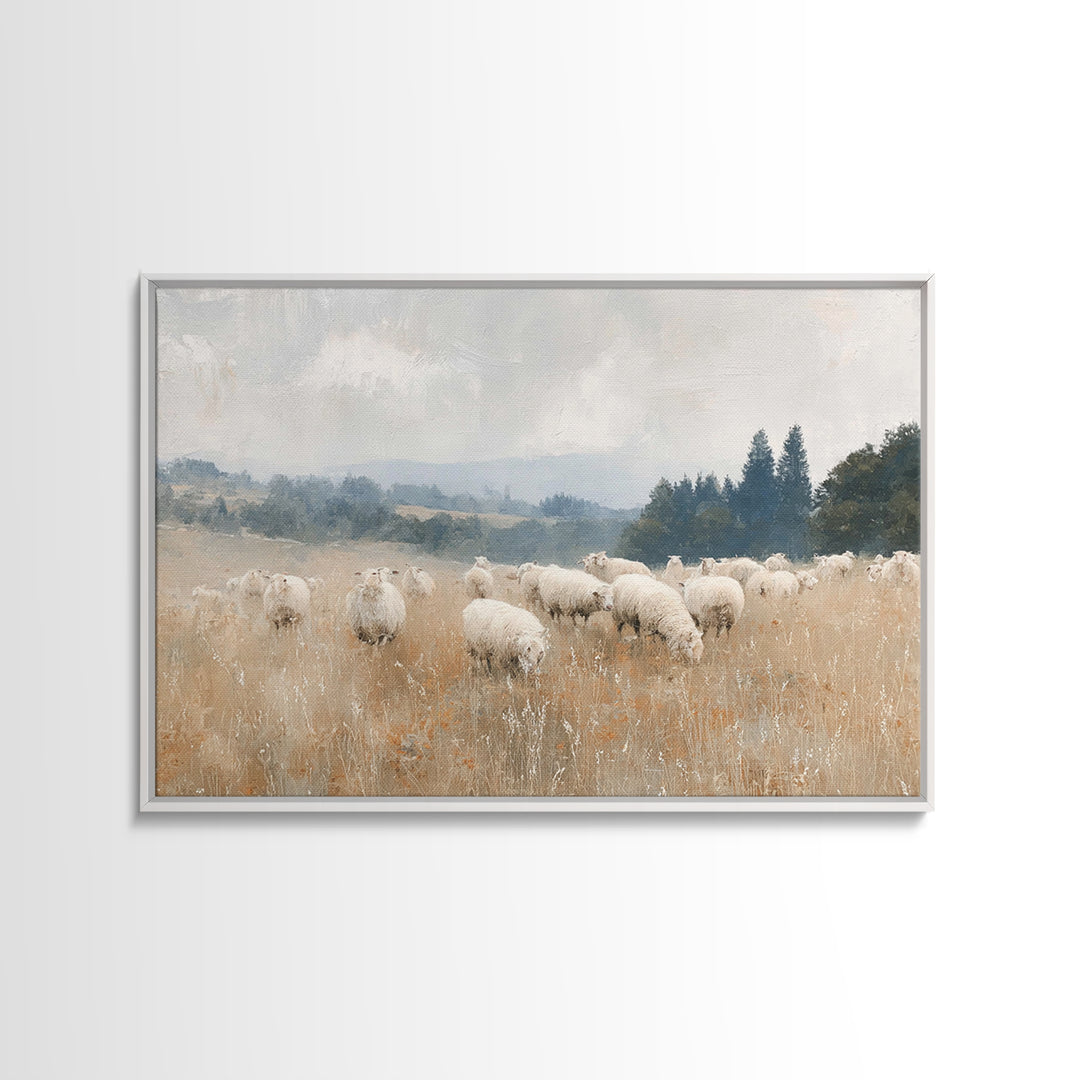 The Quiet Shepherd, Framed Canvas Print, Christian Wall Art, Jesus Painting, Christian Art Print, Christmas Art, Christian Christmas Art