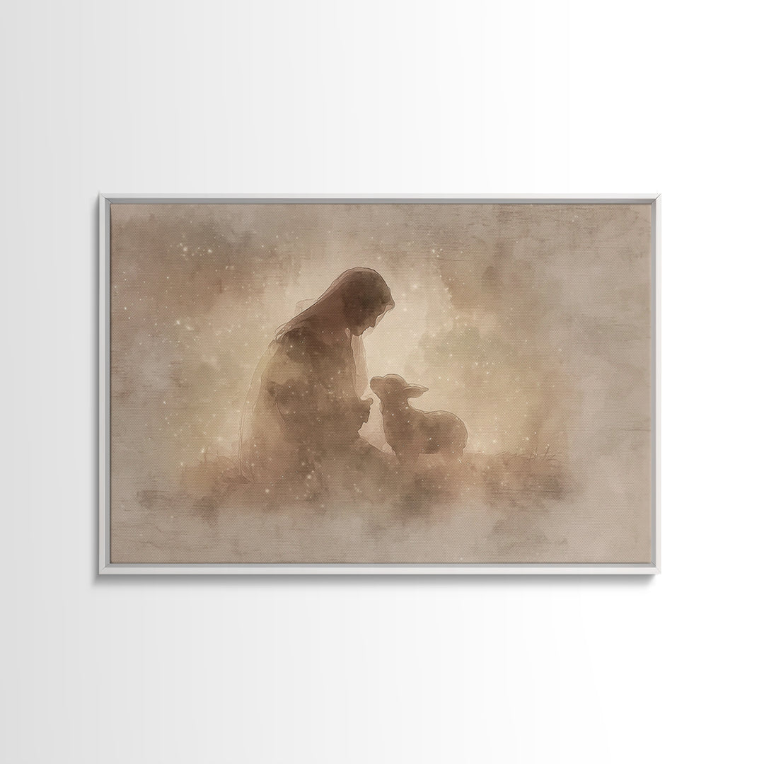 Dawnlight Sanctuary, Framed Canvas Print, Christian Art, Christian Art Canvas, Christian Wall Art, Jesus Painting, Modern Christian Art