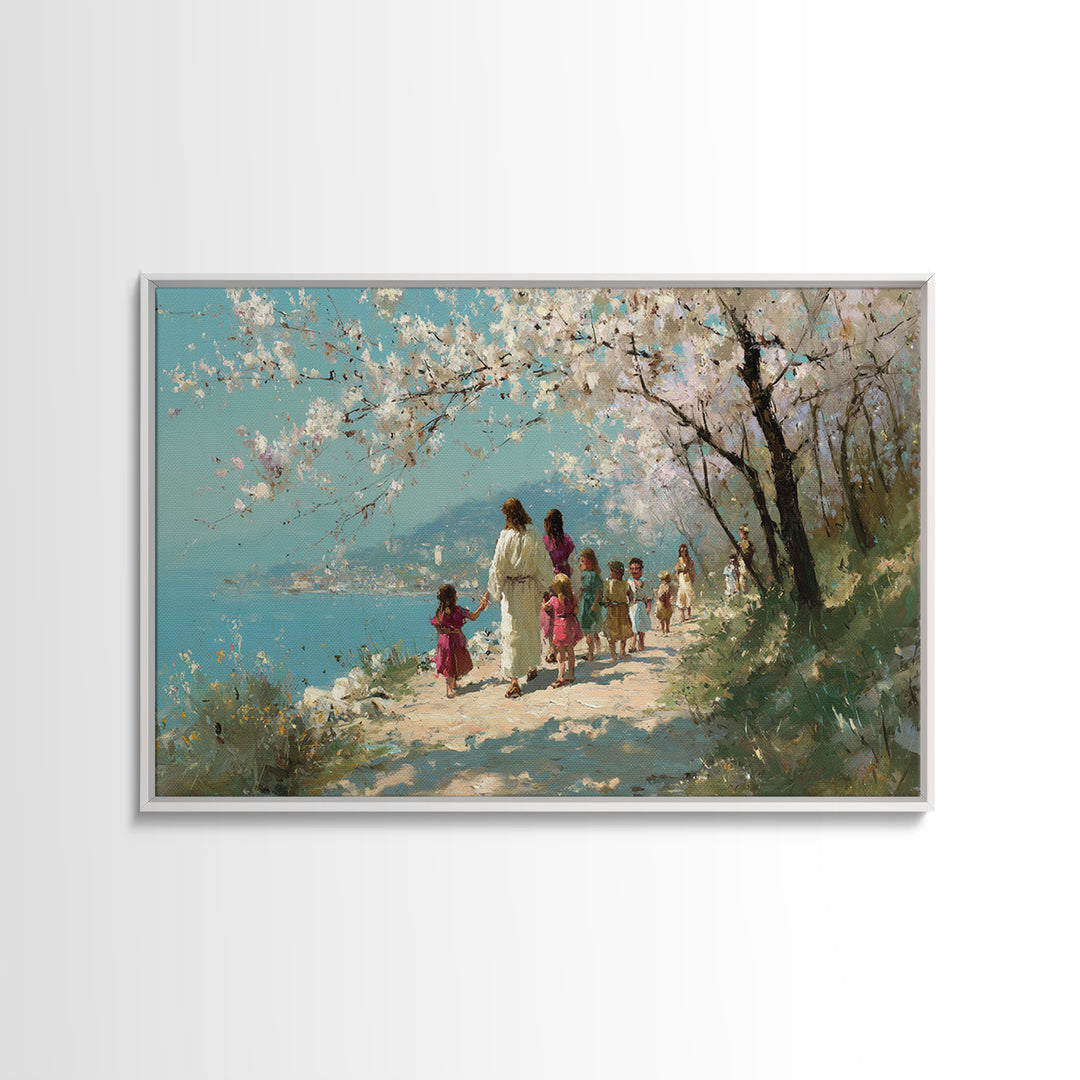 Blossoms Of Mercy | Framed Canvas Print | Christian Art Canvas | Modern Christian Art | Jesus Painting | Christmas Art Prints | Christian G