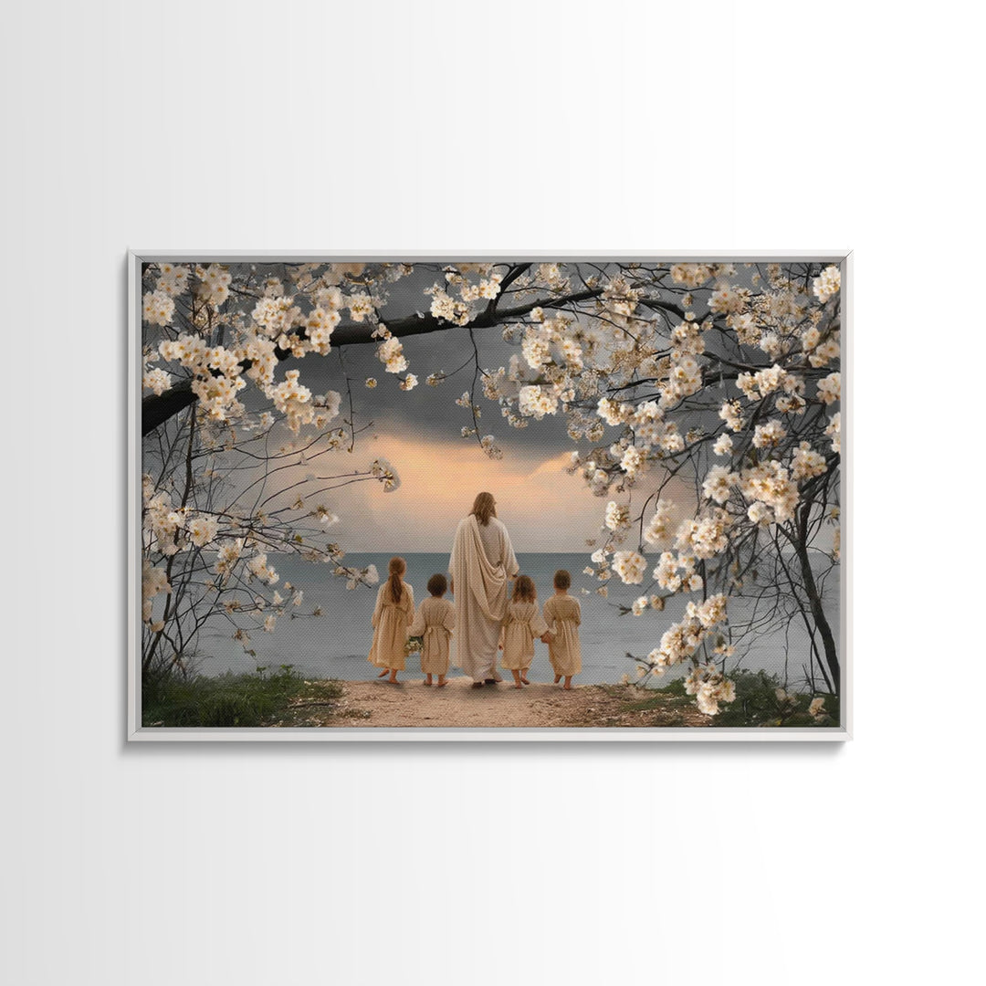 Shepherds Of Light, Framed Canvas Print, Christian Wall Art, Christian Painting, Jesus Canvas Art, Christian Christmas Decor, Large Christi