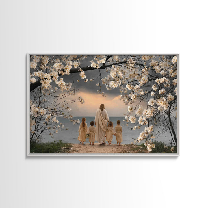 Shepherds Of Light, Framed Canvas Print, Christian Wall Art, Christian Painting, Jesus Canvas Art, Christian Christmas Decor, Large Christi