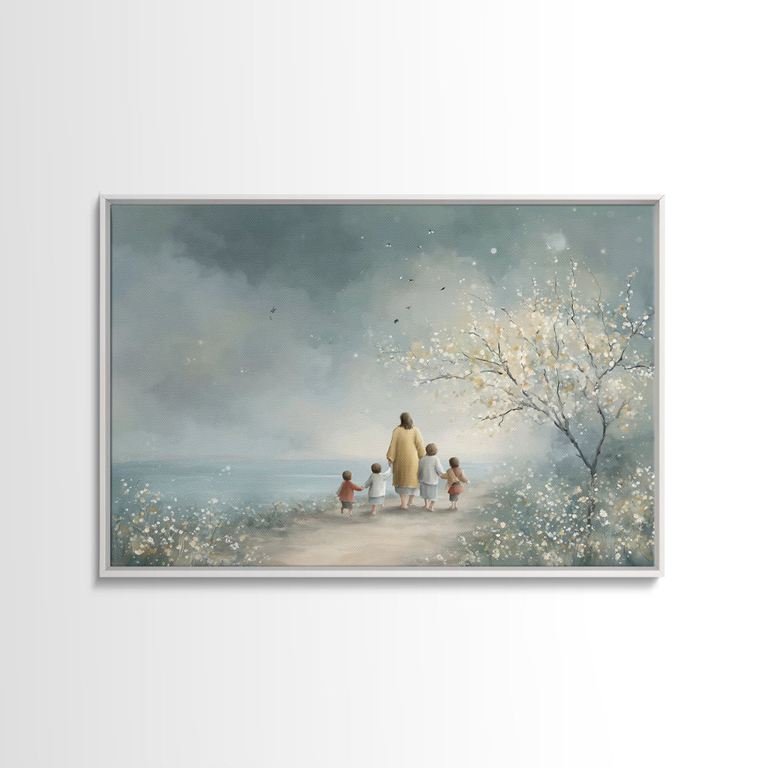 Sacred Stillness – Framed Canvas Print – Christian Wall Art – Jesus Art Print – Large Christian Painting – Christmas Art Work – Christian D