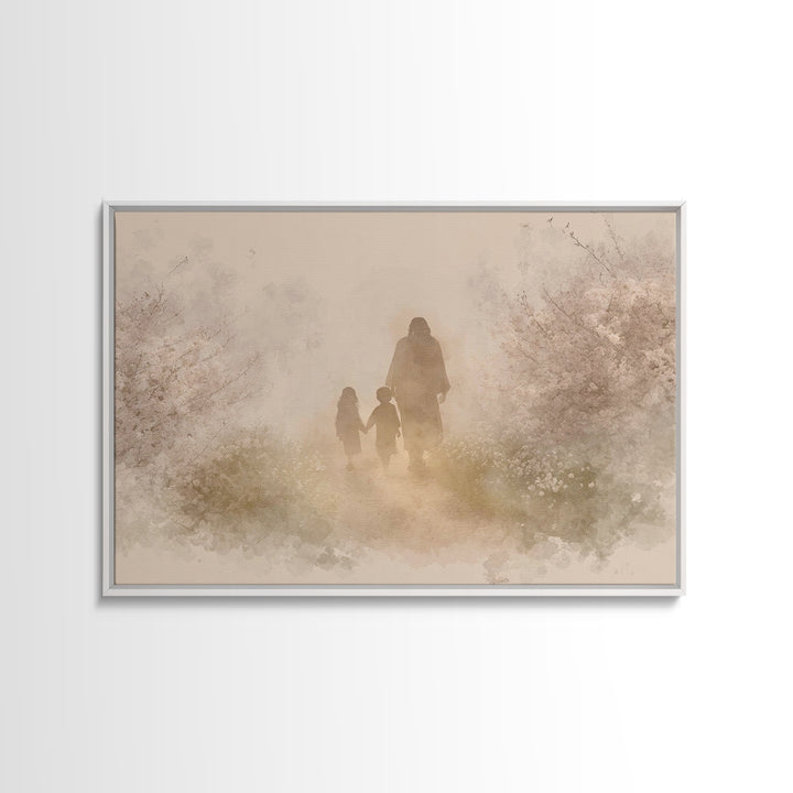 Winter Angel Light | Framed Canvas Print | Christian Wall Art | Christian Art Canvas | Christmas Wall Art | Christian Decorations | Moody C