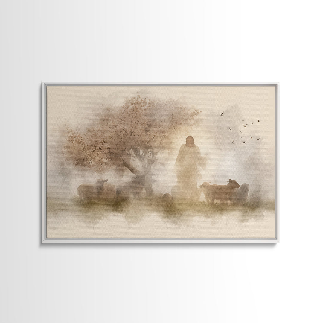Divine Encounter – Framed Canvas Print – Christian Art – Moody Christmas Art – Christian Art Painting – Christmas Wall Art – Christian Art