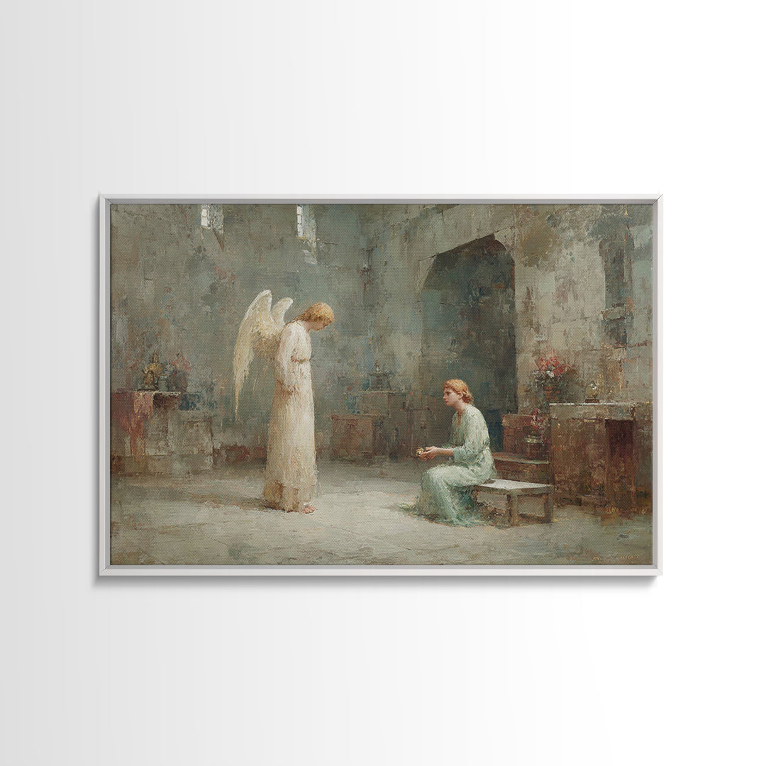 Holy Annunciation – Framed Canvas Print – Christian Christmas Art – Christian Art Canvas – Christian Wall Art – Moody Christian Art – Chris