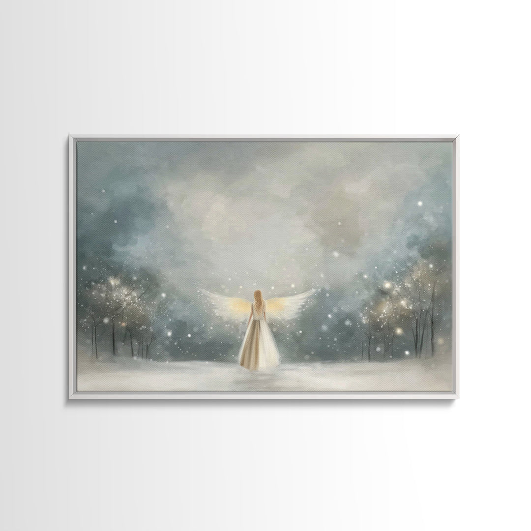 Hilltop Crosslight – Framed Canvas Print – Christian Art – Christian Wall Art – Moody Christian Art – Christian Art Canvas – Christmas Art