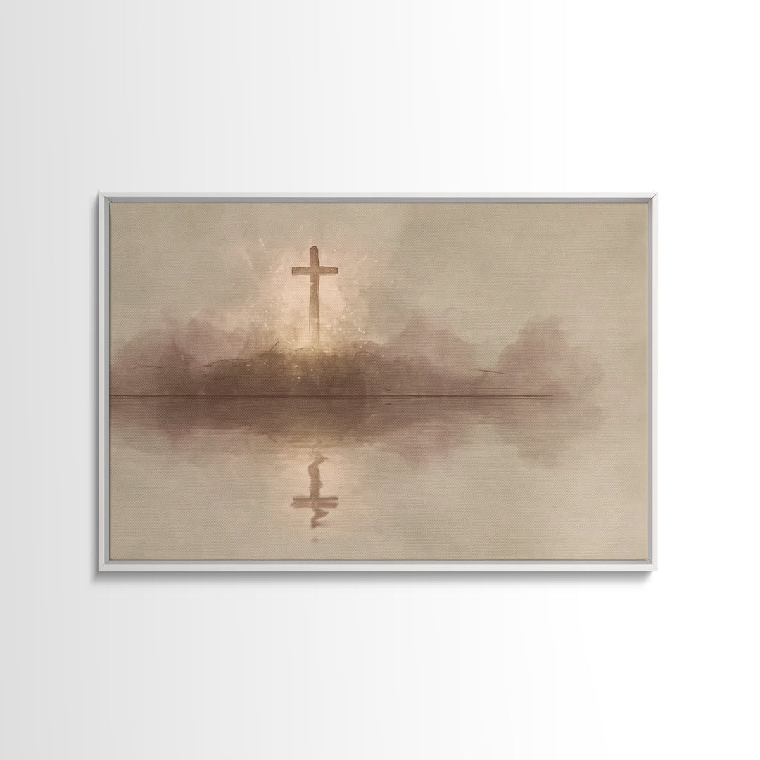 Starborne Cross – Framed Canvas Print – Christian Art – Christian Art Canvas – Moody Christian Art – Christian Art Painting – Christian Wal