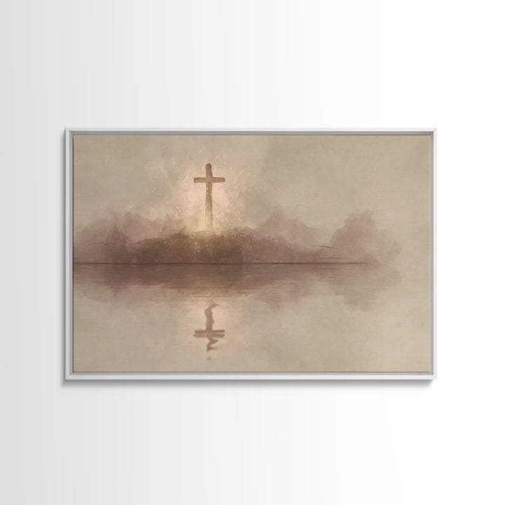 Starborne Cross – Framed Canvas Print – Christian Art – Christian Art Canvas – Moody Christian Art – Christian Art Painting – Christian Wal