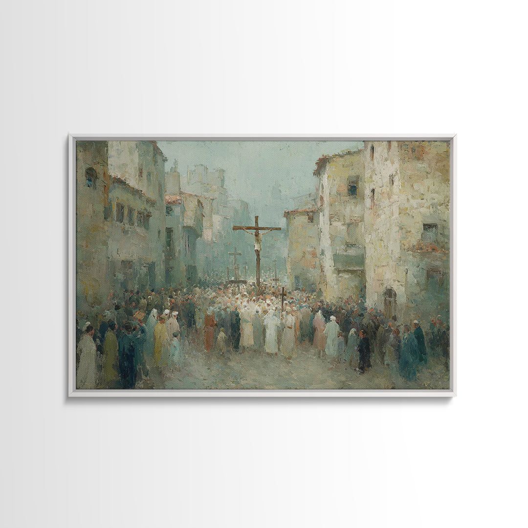 Angelic Assembly | Framed Canvas Print | Christian Art Print | Christian Wall Art | Christian Painting | Christmas Wall Art