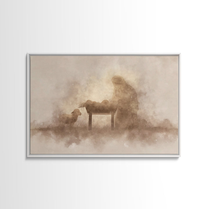 Humble Dawn Peace – Framed Canvas Print – Christmas Wall Art – Christian Christmas Art – Jesus Painting – Christian Art Canvas – Christmas