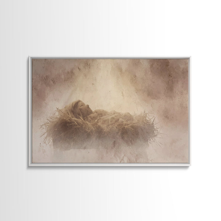 Sacred Nativity | Framed Canvas Print | Christian Art Canvas | Christmas Art | Christian Christmas Art | Christian Wall Art | Framed Christ