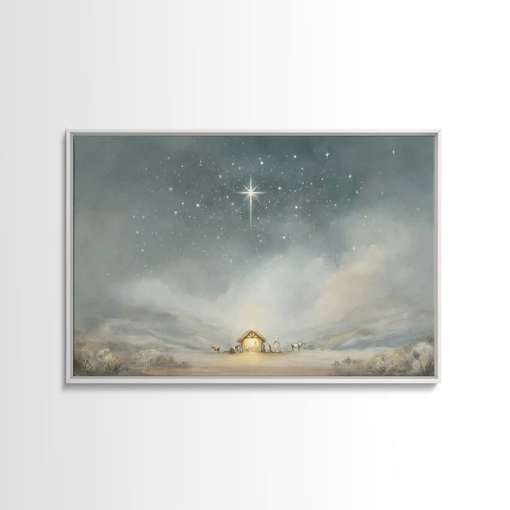 Divine Dawn Silhouette | Framed Canvas Print | Jesus Painting | Christian Wall Art | Moody Christian Art | Christian Art Print