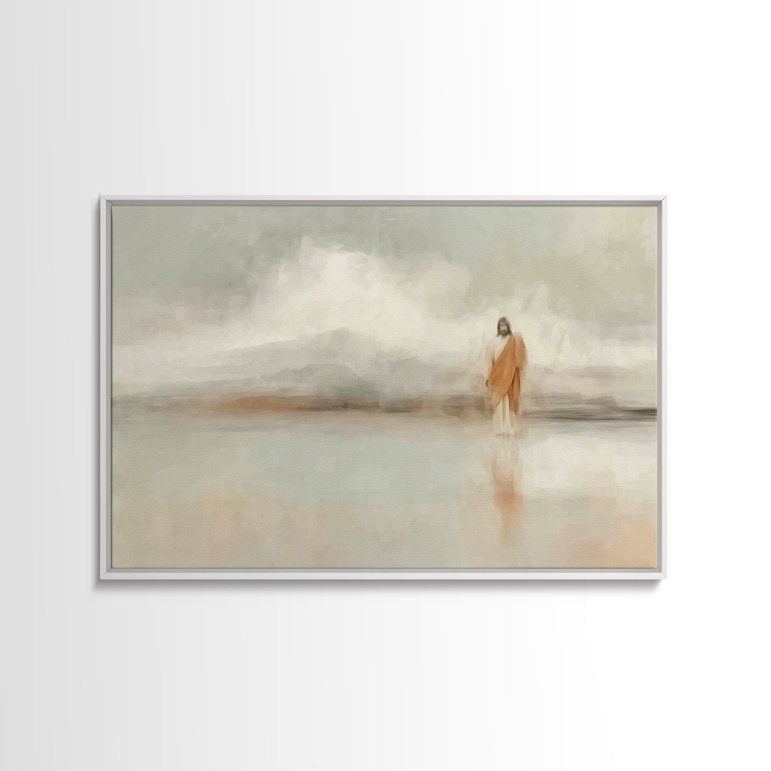 Gentle Bloom Lamb, Framed Canvas Print, Christian Art Painting, Christian Art Canvas, Christian Gift Ideas, Christian Wall Art, Subtle Chri