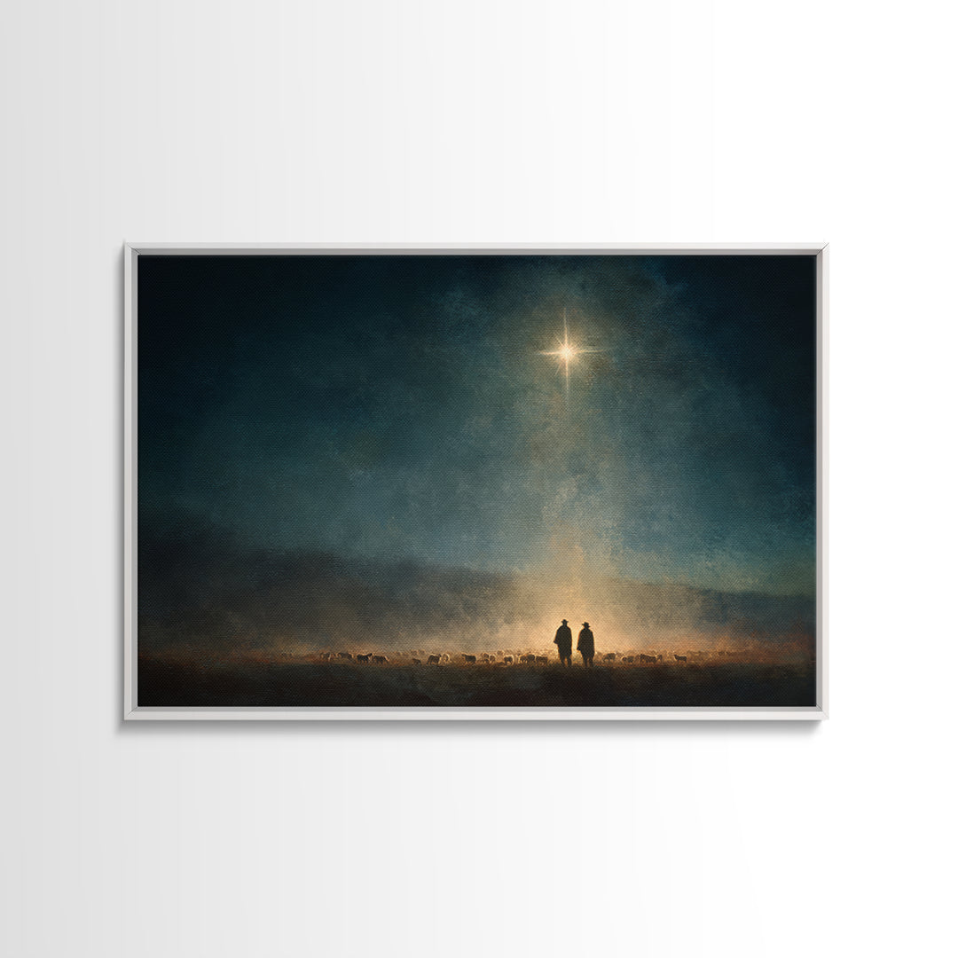Star Of Hope – Framed Canvas Print – Christian Christmas Art – Christian Wall Art – Moody Christmas Art – Christmas Canvas Wall Art – Chris