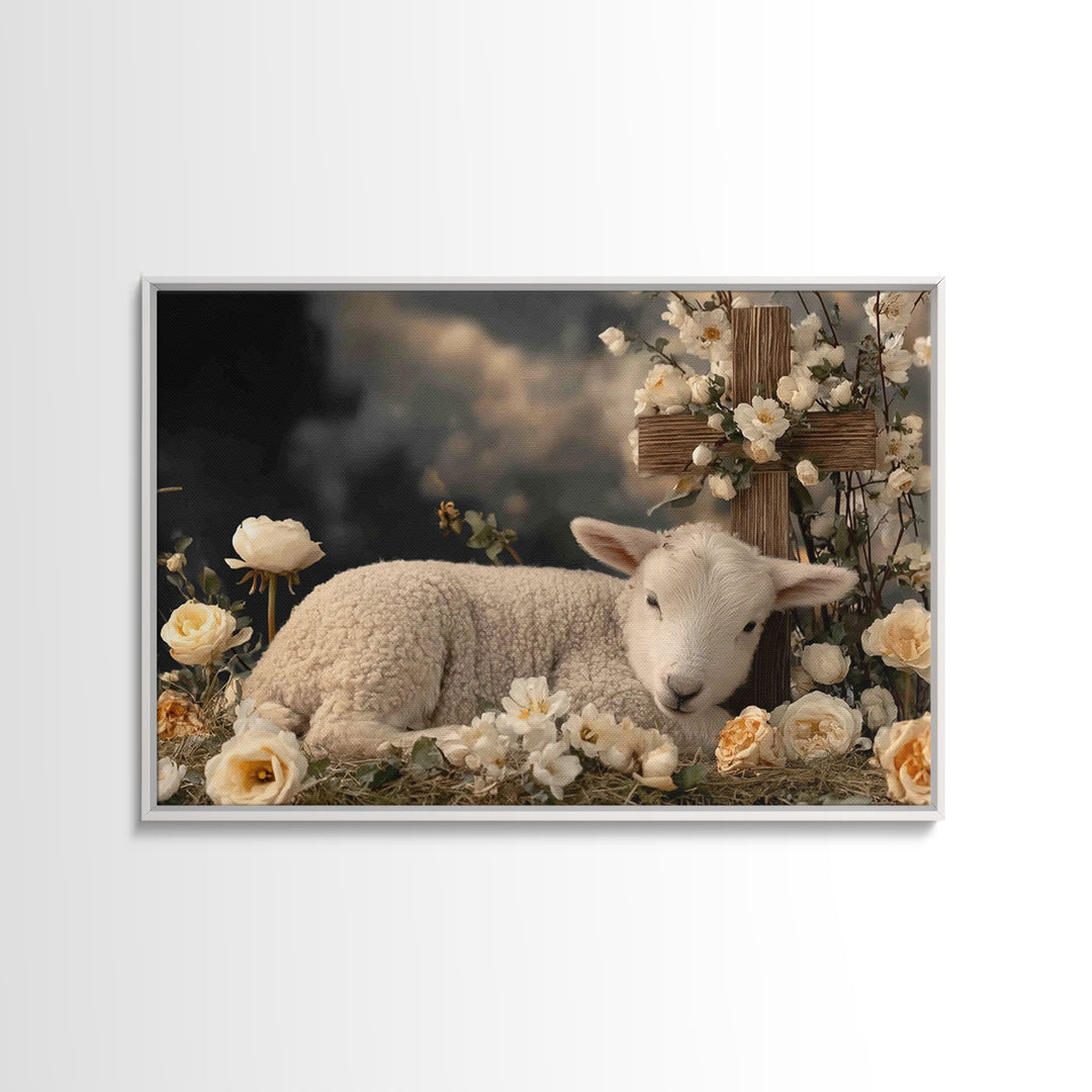 Quiet Meadow Hope, Framed Canvas Print, Christian Wall Art, Christian Art Print, Christian Painting, Modern Christian Art, Christian Christ