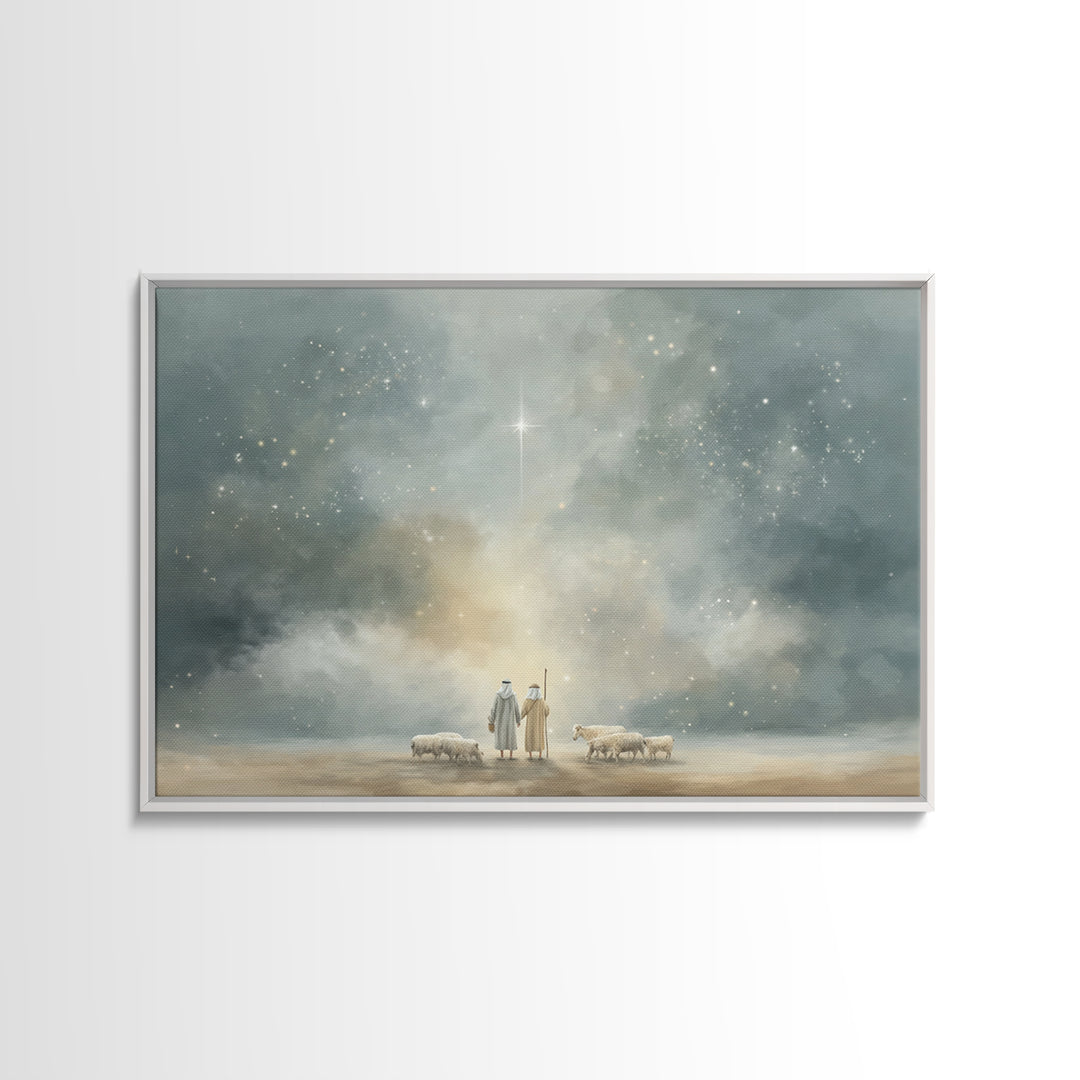 Night Of Wonder, Framed Canvas Print, Christian Christmas Art, Christian Wall Art, Christmas Art Prints, Moody Christmas Art, Christian Dec
