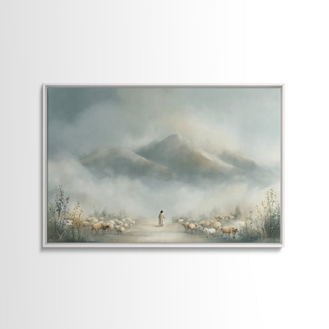 Mountains Of Promise – Framed Canvas Print – Christian Christmas Art – Christian Art Canvas – Minimalist Christian Art – Christian Wall Art