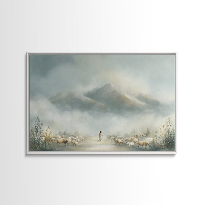 Mountains Of Promise – Framed Canvas Print – Christian Christmas Art – Christian Art Canvas – Minimalist Christian Art – Christian Wall Art