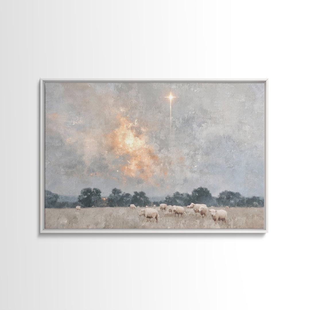 Light Of Salvation | Framed Canvas Print | Christian Art Canvas | Christian Wall Art | White Christmas Art | Christian Christmas Art | Chri
