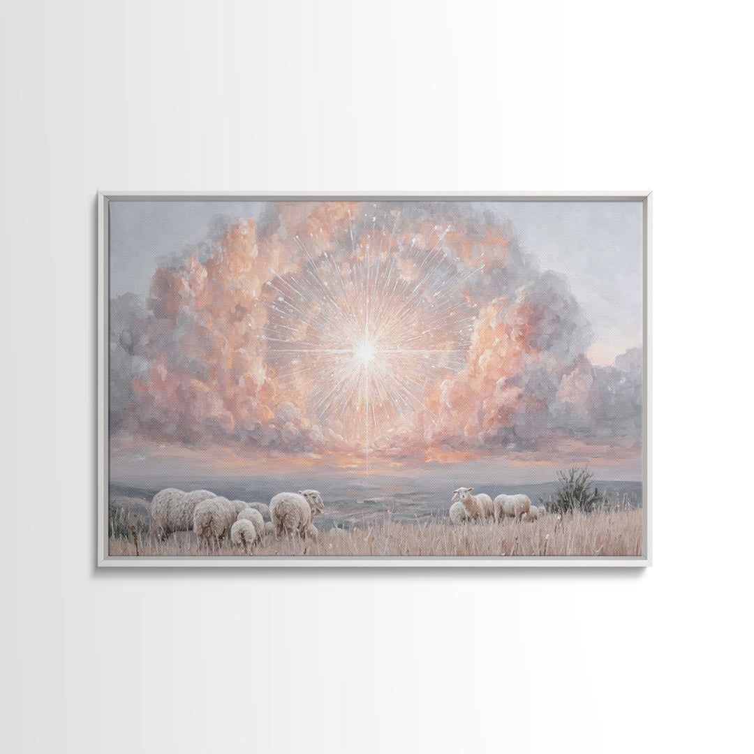Radiant Bethlehem Sky, Framed Canvas Print, Christian Christmas Art, Christian Wall Art, Christmas Art Prints, Christian Art Canvas, Modern
