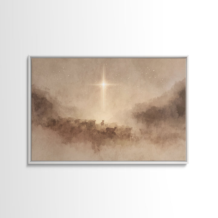 Star Of Mercy – Framed Canvas Print – Christian Christmas Art – Christian Wall Art – Christmas Art Prints – Christian Art Canvas – Moody Ch