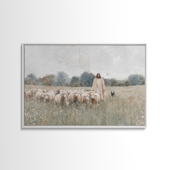 Still Meadow Grace – Framed Canvas Print – Christian Art Prints – Christian Wall Art – Jesus Painting – Christian Art Canvas – Christian Gi