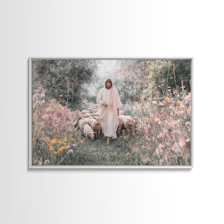 Quiet Field Shepherd | Framed Canvas Print | Christian Art Canvas | Jesus Painting | Christian Art Print | Christian Wall Art | Minimalist