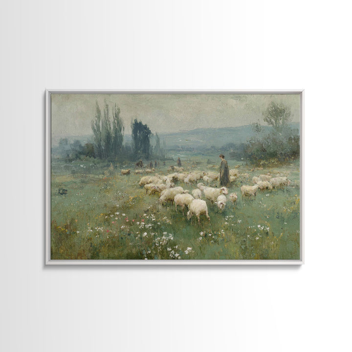 Leading Light Meadow, Framed Canvas Print, Jesus Painting, Christian Wall Art, Christian Art Canvas, Christian Art Print, Christian Gift Id