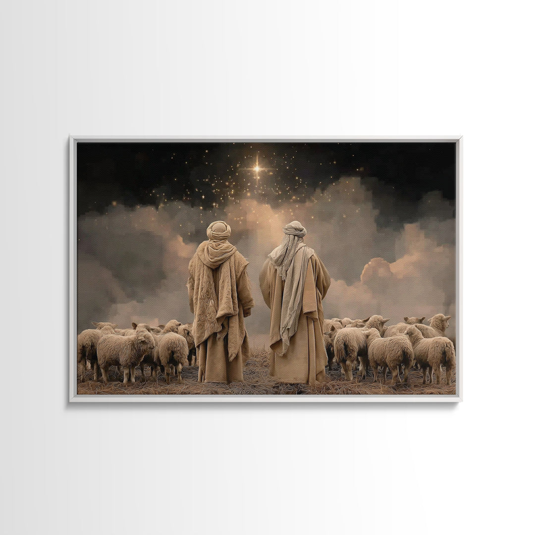 Shepherds Of Glory – Framed Canvas Print – Christian Christmas Art – Christian Art Canvas – Christian Wall Art – Christmas Wall Art – Chris