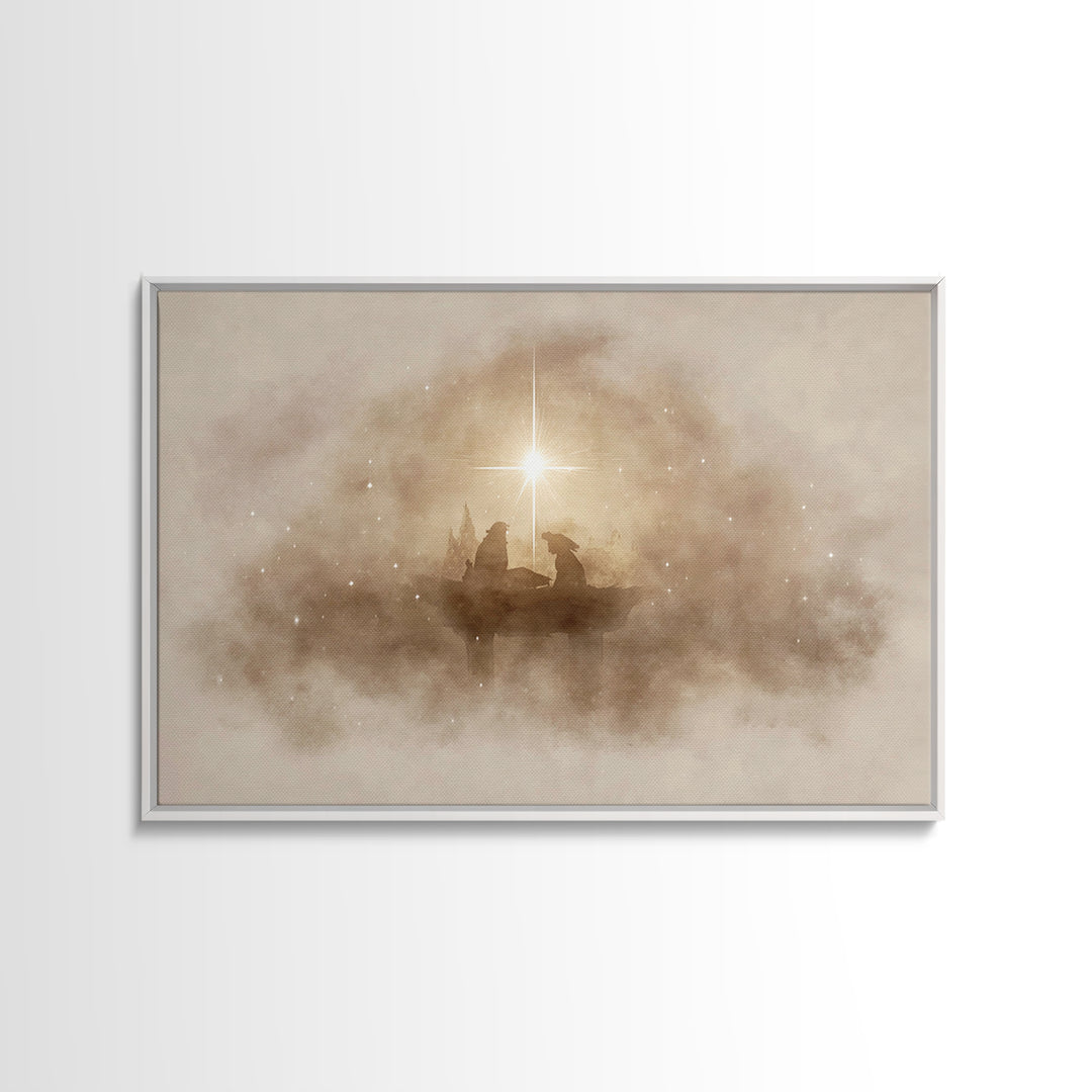 Holy Manger Light – Framed Canvas Print – Christian Wall Art – Christmas Art Prints – Christian Christmas Art – Modern Christian Art