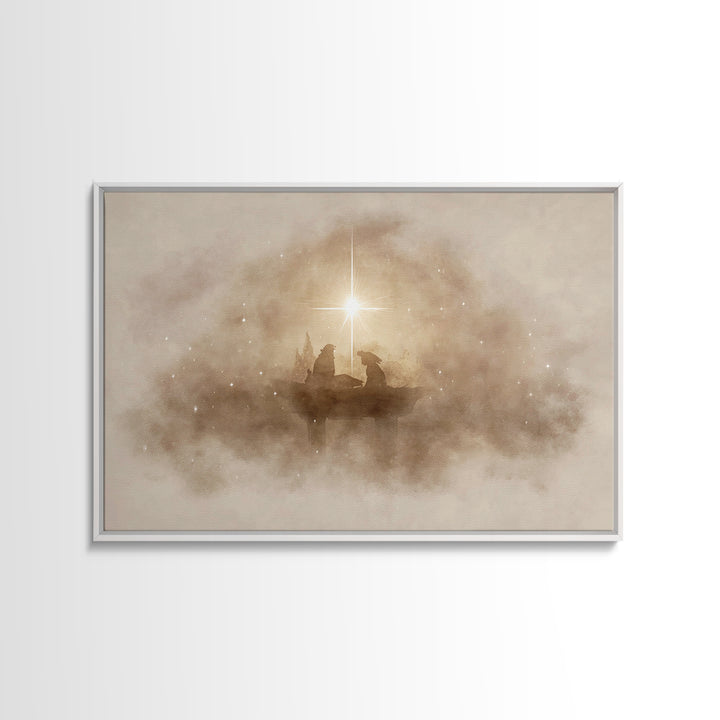 Holy Manger Light – Framed Canvas Print – Christian Wall Art – Christmas Art Prints – Christian Christmas Art – Modern Christian Art