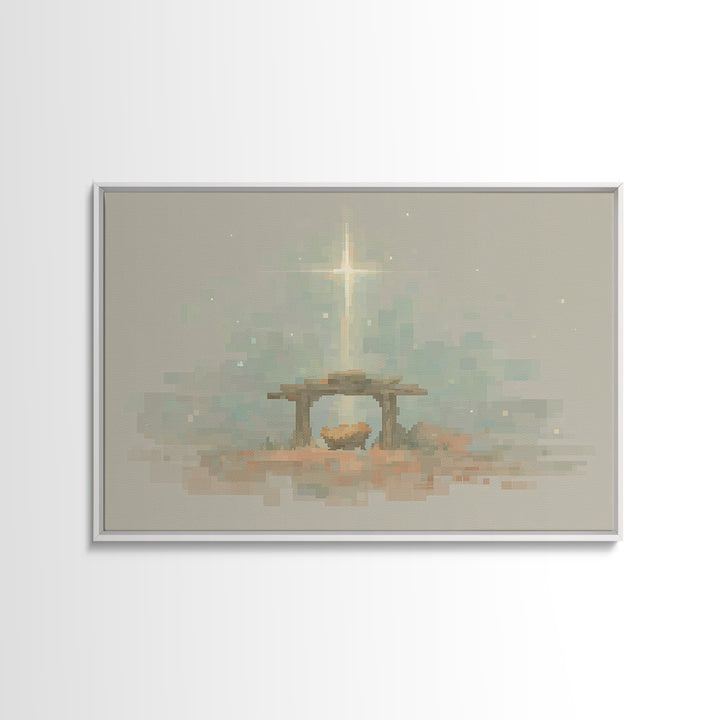 Starry Stable Hope – Framed Canvas Print – Christmas Canvas Wall Art – Christian Decorations – Christian Art Work – Christian Christmas Dec