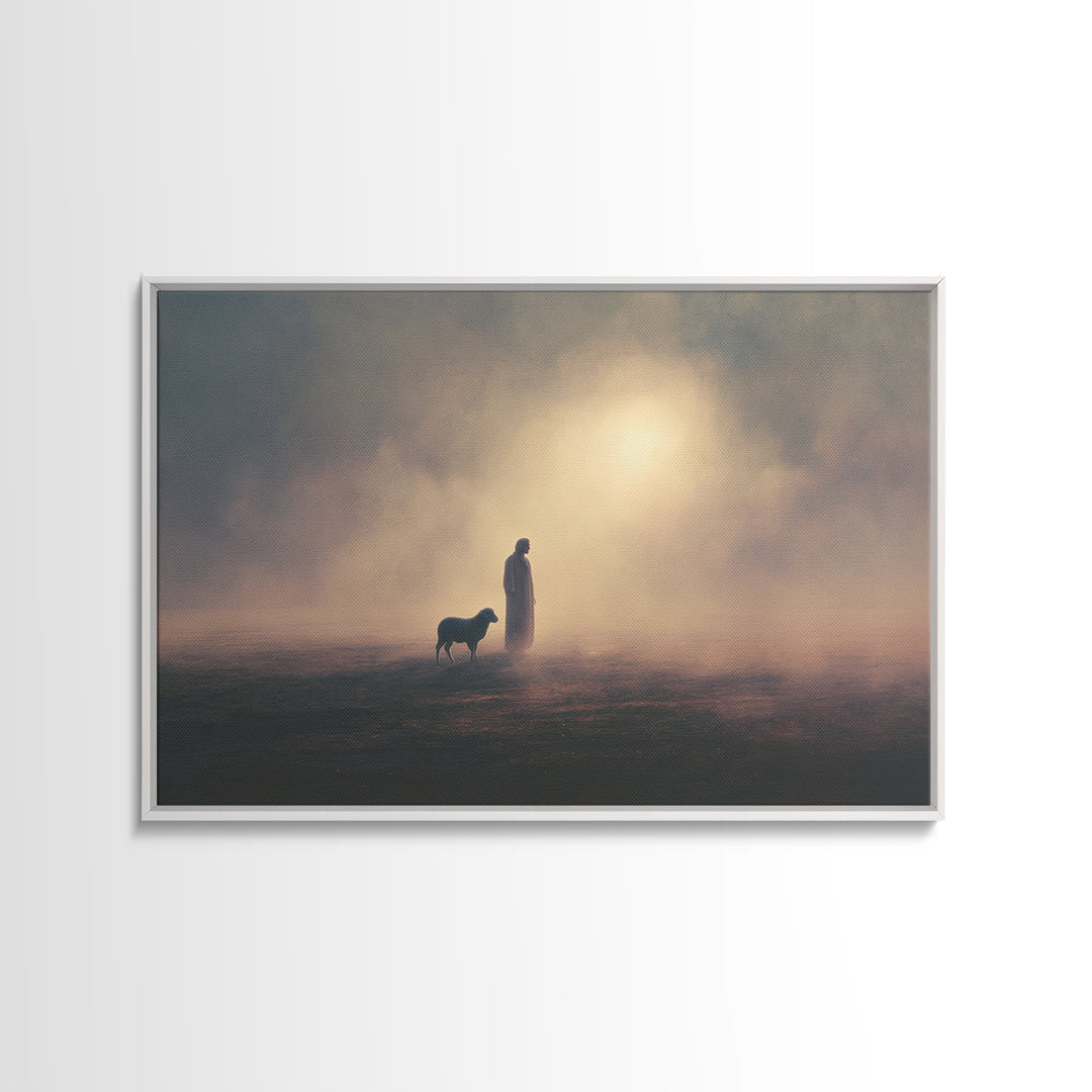 Quiet Path Devotion – Framed Canvas Print – Jesus Wall Art – Modern Christian Art – Christian Art Gift – Pastoral Scenery