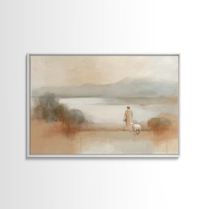 Quiet Pasture Grace, Framed Canvas Print, Christian Art Print, Jesus Painting Canvas, Subtle Christian Art, Christian Gift Ideas, Christmas