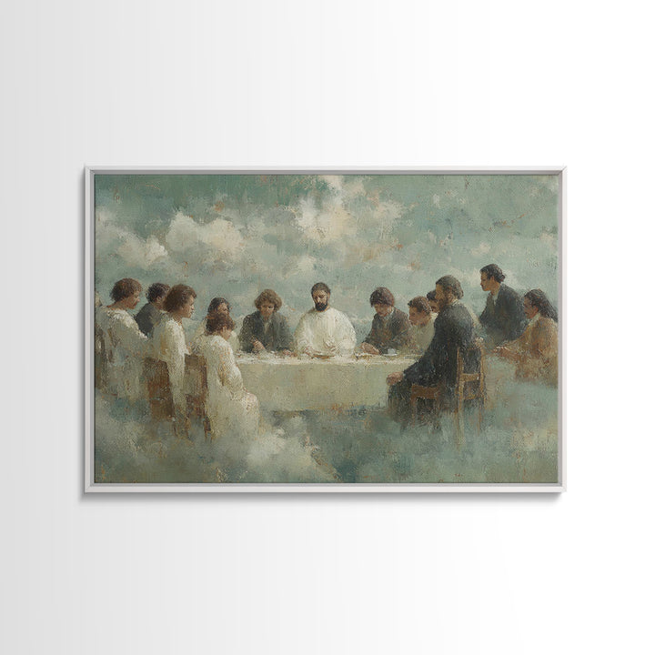 Heavenly Table Gathering – Framed Canvas Print – Christian Art Canvas – Modern Christian Painting – Jesus Wall Art – Christian Decorations