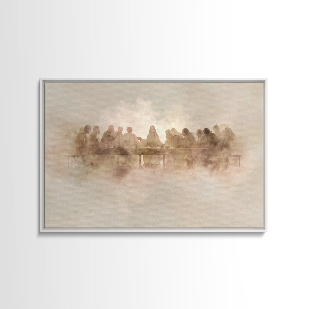 Divine Night Gathering, Framed Canvas Print, Christian Wall Art, Jesus Painting, Christian Christmas Art, Framed Christmas Art, Christian A