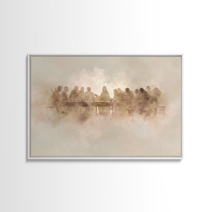 Divine Night Gathering, Framed Canvas Print, Christian Wall Art, Jesus Painting, Christian Christmas Art, Framed Christmas Art, Christian A