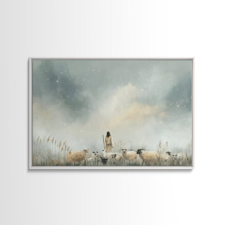 Stars Of The Shepherd, Framed Canvas Print, Jesus Art Print, Christian Wall Art, Christian Art Canvas, Christmas Art, Christian Christmas D